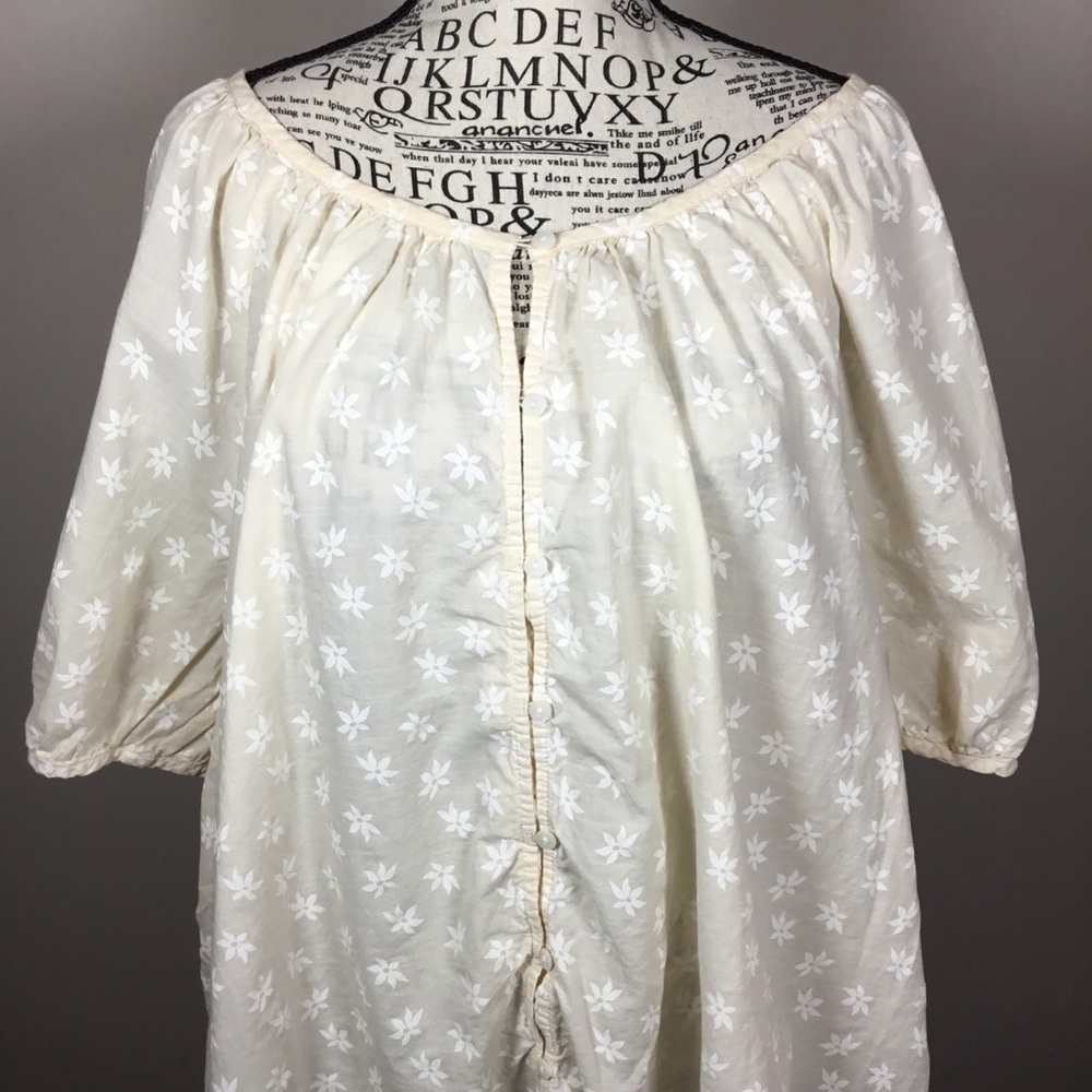 Universal Threads Cream Flower Pattern 100% Cotto… - image 2